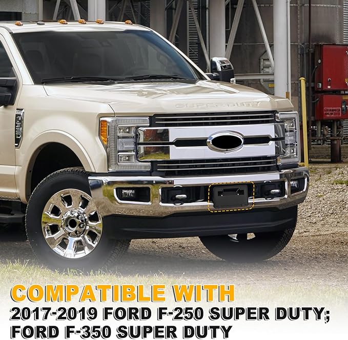 Front Bumper License Plate Frame Bracket Compatible with 2017-2019 Ford F250 F350 Super Duty, Black License Frame Holder Moun