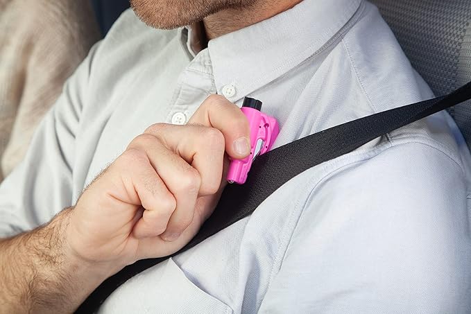 resqme The Original Emergency Keychain Car Escape Tool, 2-in-1 Seatbelt Cutter and Window Breaker, Made in USA, Family Pack o