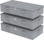 Underbed Storage Box, Foldable Under Bed Bins Container, Organizer Baskets with Lid for Organizing Clothes, Sheets, Pillows, 