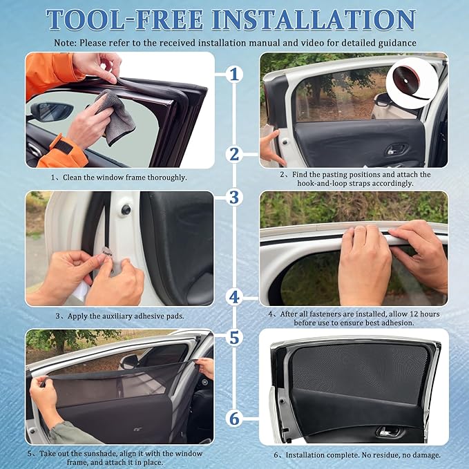 Car Window Shades,2 Pack Car Side Window Sunshade,Breathable & Retractable Car Window Shade for Baby,Universal Fit Most of Cars,Glare Shield,Protect Privacy(Rear Windows)