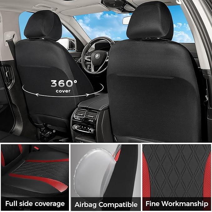 FLORICH Car Seat Covers Full Set, Leather Seat Covers for Cars, Car Seat Protector Waterproof Breathable, Universal Automotiv