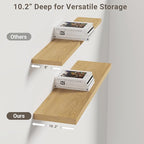 Vivelove 10" Deep Floating Shelves with Invisible Brackets, 30" Wall Shelves for Bathroom Bedroom Kitchen Living Room Laundry