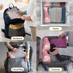 Compression Packing Cubes 8 Set, Dual Zipper Compression Packing Cubes for Travel, See-Through Mesh Packing Bags for Suitcase