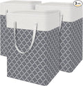 BlissTotes 3-Pack Laundry Basket, Freestanding＆Waterproof Laundry Hamper, Collapsible Tall Clothes Hamper with Easy Carry Han
