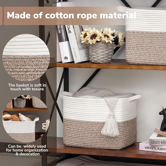 Goodpick Cube Storage Bins - Shelf Baskets for Toys Storage, Closet Storage Bins for Towel Book Clothes, Woven Basket for She