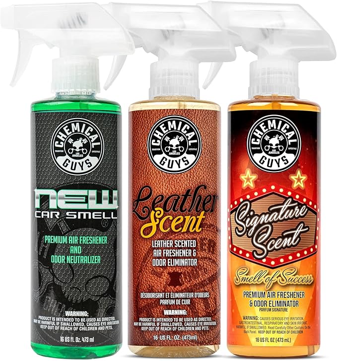 Chemical Guys AIR_301 Best Air Freshener Kit - New Car Scent, Leather Scent & Signature Stripper Scent, (Great for Cars, Truc