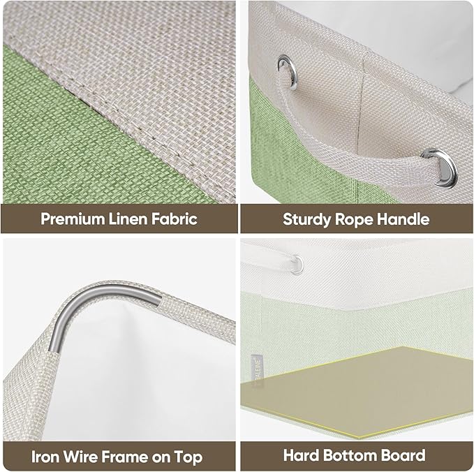 BALEINE 2 Pack Fabric Closet Storage Bins for Shelves, Linen Closet Organizers and Storage, Decorative Baskets for Organizing