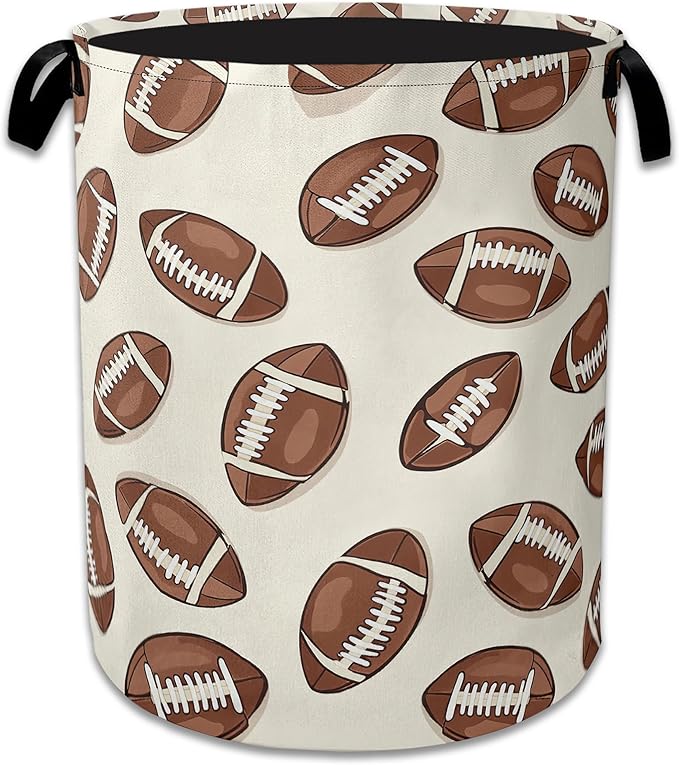 America Football Laundry Basket Collapsible Laundry Hamper with Handle, Oxford Clothes Toy Storage Bin for Bathroom Bedroom R