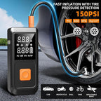 GOLDFOREST Car Battery Jump Starter with Air Compressor 4000A 150PSI, Portable Car Jumper Starter (10L Gas/8L Diesel), 12V Jump Box with Auto-Stop Tire Inflator, LCD Display, LED Light, Jumper Cables