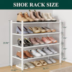 Smiry Bamboo Shoe Rack 4-Tier, Stackable Wooden Shoe Organizer for Entryway & Closet, Free Standing Wood Shoe Storage Shelf f