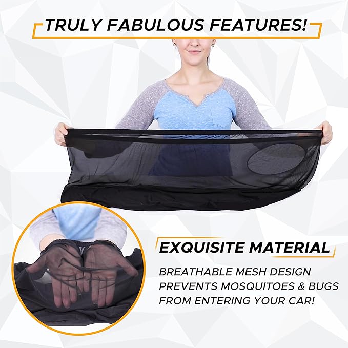 EcoNour Front Window Shade for Jeep Wrangler | Mesh Window Shade for Side Windows Sun Glare & UV Protection | Wrangler Sun Shades for Front Window | Adjustable Elastic Fabric Window Shade for Jeep