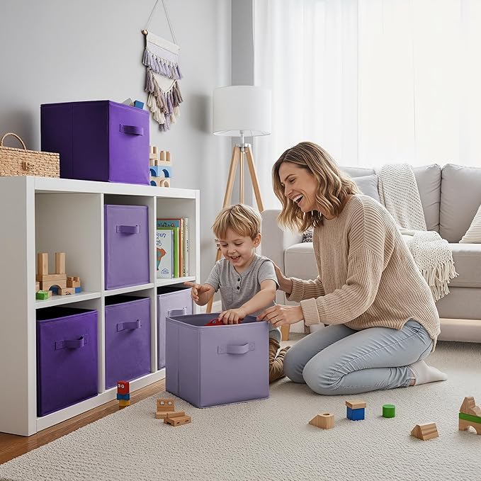 Cupic Cupid 11 Inch Storage Cube, Fabric Cube Storage Bin with Handles, Storage Cube Organizer for Clothes and Toys, Collapsi