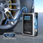 Lucklike Tire Inflator Portable Air Compressor, 150PSI Cordless Portable Air Pump for Car Tires with Pressure Gauge & LED Lights- 5X Faster Tire Pump for Car, Motorcycle, Bicycle and Balls