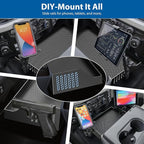 Front Center Console Organzier Headrest Tray Compatible with 2011-2025 2026 Ford F150 F250 F350 F450 F550 F650, Jump Seat Storage Container Box Armrest Table Desk Insert Accessories (Jump Seat Only)