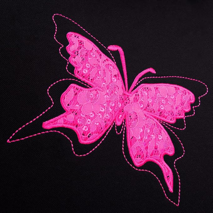 Flying Banner Butterfly car seat Covers ful Set Fashion Universal Lady Woman Female Rear Bench Split Colorized (Black Rose Re