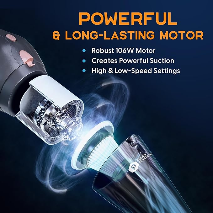 THISWORX Car Vacuum Cleaner - Portable, High Power, Handheld Vacuums w/ 3 Attachments, 16 Ft Cord & Bag - 12v, Auto Accessori