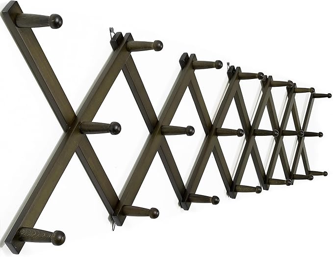 WEBI Accordion Wall Hanger,Accordion Hat Rack for Wall,Expandable Wooden Coat Rack Wall Mounted,Accordion Hook Rack for Hats,