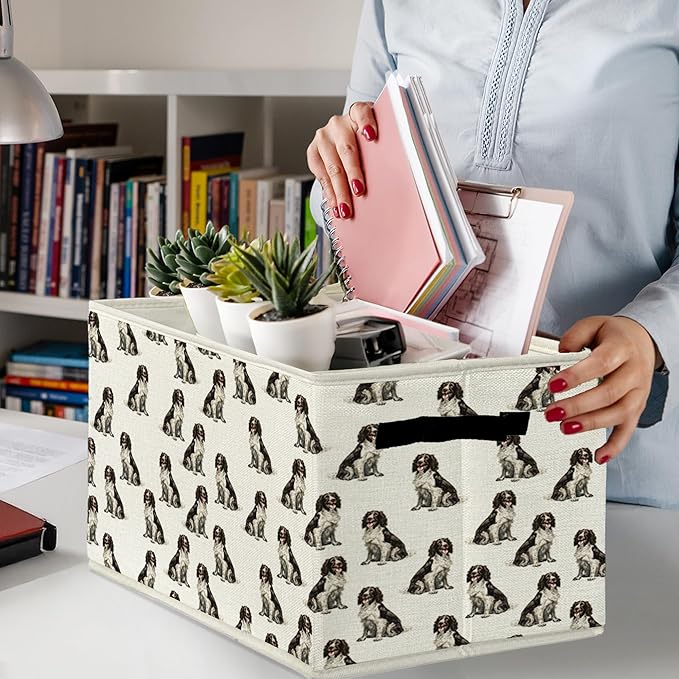 English Springer Spaniel Gifts Storage Bins & Boxes with Handles, Dog Mom Lovers Gifts Foldable Basket for Organizing, Dog Co