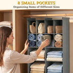 Ofiray-home 4 Tier Hanging Closet Organizer, 12 Compartments Sweater Organizer for Closet with 3 Sturdy Hooks, Closet Organiz