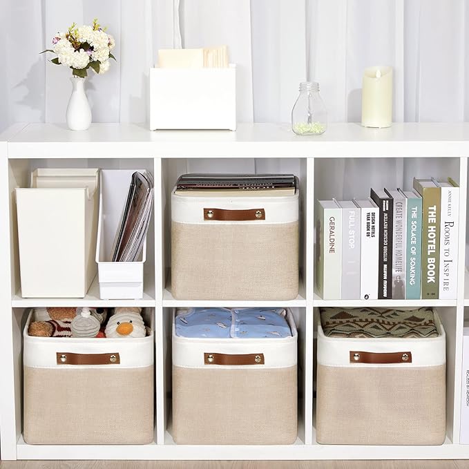 DULLEMELO Fabric Storage Bins for Laundry, Home, Foldable Storage Baskets for Shelves, Toys, Collapsible Storage Bins for Off