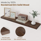 Floating Shelves for Wall Decor, 8 Inch Deep Rustic Solid Elm Wood Floating Shelves Wall Mounted, Wall Shelves with Invisible