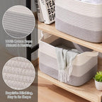 OIASKET Storage Baskets for Organizing, Woven Baskets for Shelves, Rectangle Decorative Organizer for Storage Clothes, Toy, B
