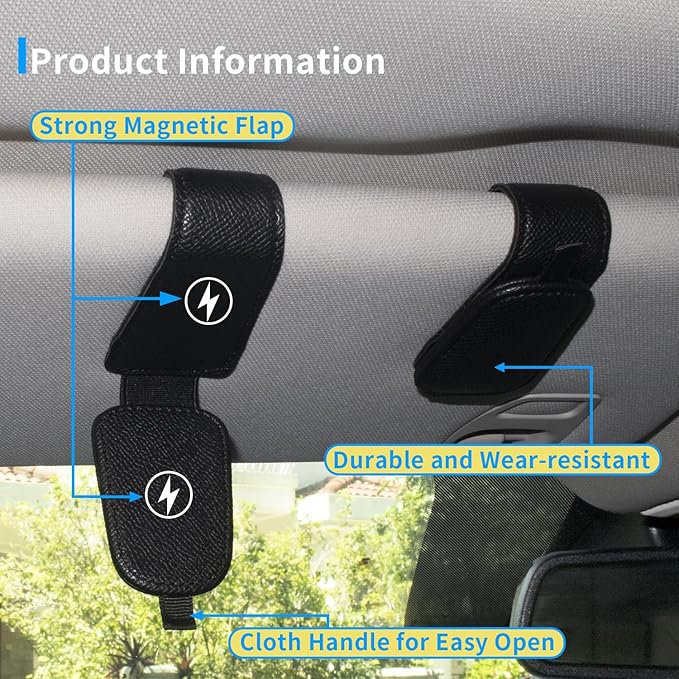 Yuoyar 4 Packs Magnetic Sunglass Holder for Car Visor - Universal Sunglasses Clip for Different Size Eyeglasses - Convenient Interior Car Accessories (4Pcs Black)