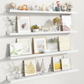 Fun Memories Picture Ledge Shelf, White Floating Shelves Set of 4, 40 Inch Picture Shelves for Wall with Ledge, Large Nursery