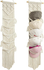 jontell Boho Baseball Cap Hanger-1 Pack-Macrame Hat Organizer for Ball Caps Holder Over Door, Hat Rack for Wall, Cap Rack for