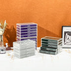 ProCase Earring Holder Organizer Jewelry Box with 5 Drawers, Acrylic Clear Earring Case with Adjustable Velvet Trays for Wome