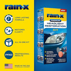 Rain-X 610153 Headlight Restoration Kit - Car Light Lens Cleaner/Restorer with Sanding & Polishing Drill Attachments & Sealan