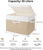 GRANNY SAYS Storage Boxes with Lids, Decorative Storage Bins, Shelf Baskets, Clothes Storage and Organization, White/Khaki, 2