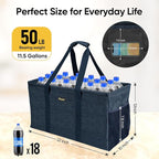 BALEINE Extra Large Utility Tote Bag with Reinforced Wire Frame, Reusable Grocery Bag for Shopping, Picnic (Blue, 22''x12''x10'')