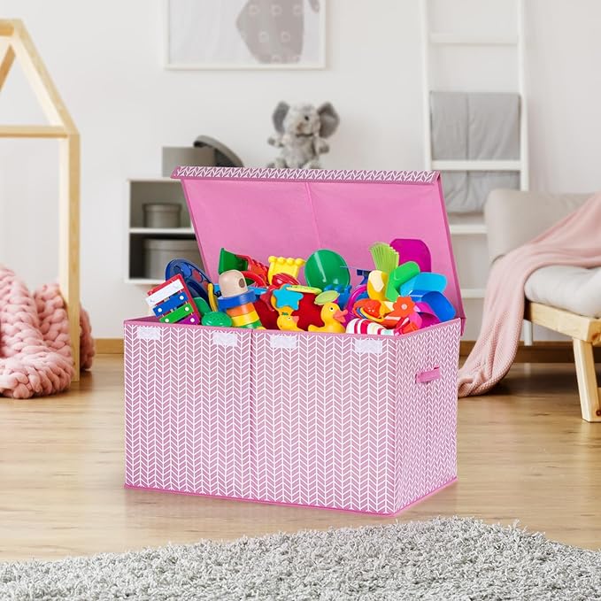 Mayniu Extra Large Toy Box Chest with Dividers, 120L Sturdy Toy Storage Organizer Bin Boxes Basket for Kids, Boys, Girls, Liv