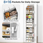 Mefirt Over The Door Organizer, 8 Shelf Door Hanging Organizers with 8 Large Capacity Pockets, Back of Door Organizer Storage