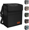 Femuar Leak Proof Car Trash Can with Lid - Waterproof Automotive Garbage Bin for SUVs, Collapsible and Portable Car Trash Bag, Black