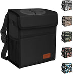 Femuar Leak Proof Car Trash Can with Lid - Waterproof Automotive Garbage Bin for SUVs, Collapsible and Portable Car Trash Bag, Black