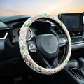 Retro Pink and Purple Flowers Steering Wheel Cover Auto Jacquard Steering Wheel Protector, Anti-Slip, Breathable, Absorbing Sweat, Universal Car Accessories 14.5–15 inch,Fit for Most Car, Trucks, SUV