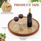Maxdot Wine Cork Holder Decorative Wine Lover Creative Wedding Gifts for Couples Wooden Lazy Susan for Countertop with Glass 