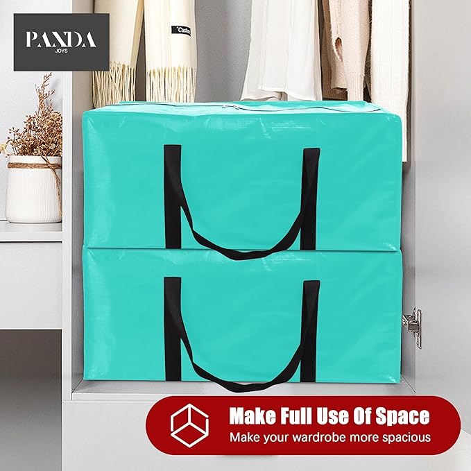 Extra Large Moving Bags with Zippers & Carrying Handles, Heavy-Duty Storage Tote for Space Saving Moving Storage, Fold Flat, 