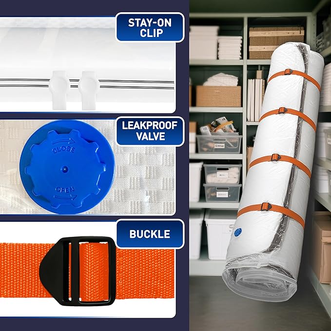 Mattress Vacuum Storage Bag for Memory Foam, Latex and Hybrid Mattress, Easy Moving and Storage (Full/Queen Size)