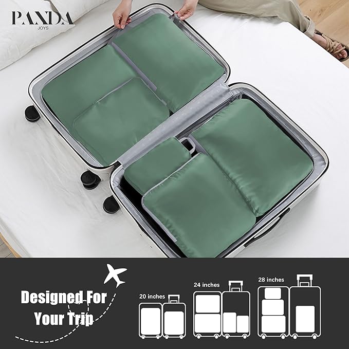 PANDA JOYS 4 Set Compression Packing Cubes Travel - Travel Accessories Expandable Packing Organizers for Carry On - Essential