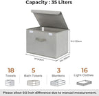GRANNY SAYS Closet Storage Bins, Storage Boxes with Lids, Clothes Organizing Bins, Lidded Baskets for Toys, Clothing, Gray, E
