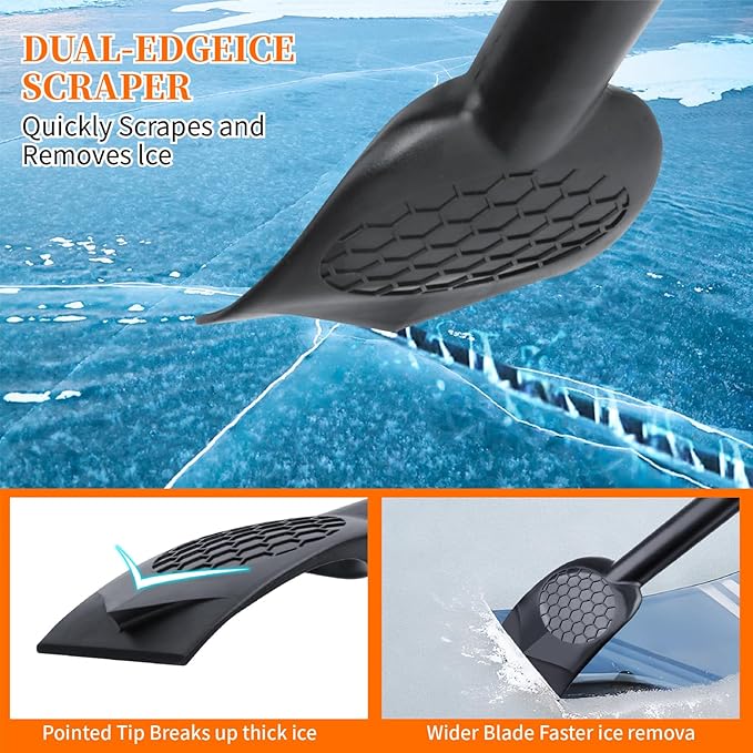 25.8'' Larger Ice Scrapers for Car Windshield | Dang Near Indestructible Ice from Scrape Frost and Ice |3-in-1 Emergency Snow Shovel | Detachable Remover with Foam Grip for Small Cars, Trucks, SUVs