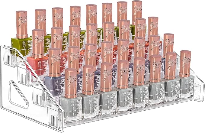 JessLab Nail Polish Organizer, 4-Tier Clear Acrylic Sunglass and Essential Oil Holder, Makeup Organizer for Bathroom Vanity C