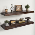 Live Edge Elm Floating Shelves For Wall - 36" W x 9.3" D Rustic Solid Wood Shelves with Invisible Bracket, Wall-Mounted Stora
