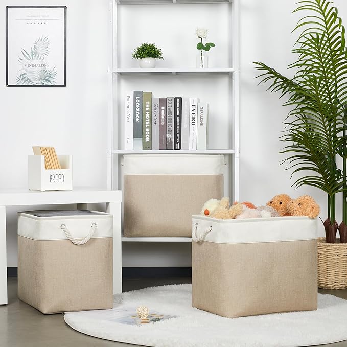 Bidtakay Extra Large Storage Baskets for Organizing 17x12x15.1 inch 3-Pack Fabric Closet Organizers Storage Bins with Handles