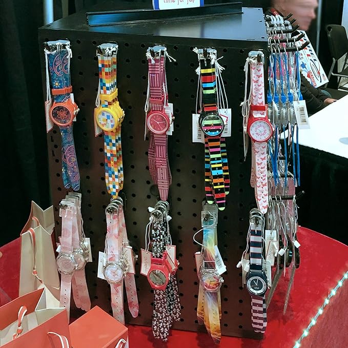 Azar Displays 701414-BLK Rotating Stand, Peg Display Carousel, Four Sided Rack for Jewelry, Accessories, or Crafts, Revolving