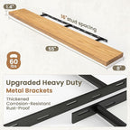 Fun Memories Solid Elm Wood Floating Shelves Set of 1-55 Inch Rustic Wall Shelves with Heavy-Duty Invisible Brackets - for Li