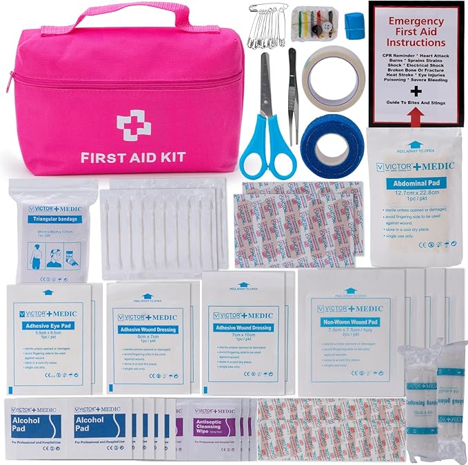 Roadside Emergency Car Kit for Vehicles, Pink Emergency Roadside Assistance kit with Car First Aid Kit, Thoughtful Car Emerge